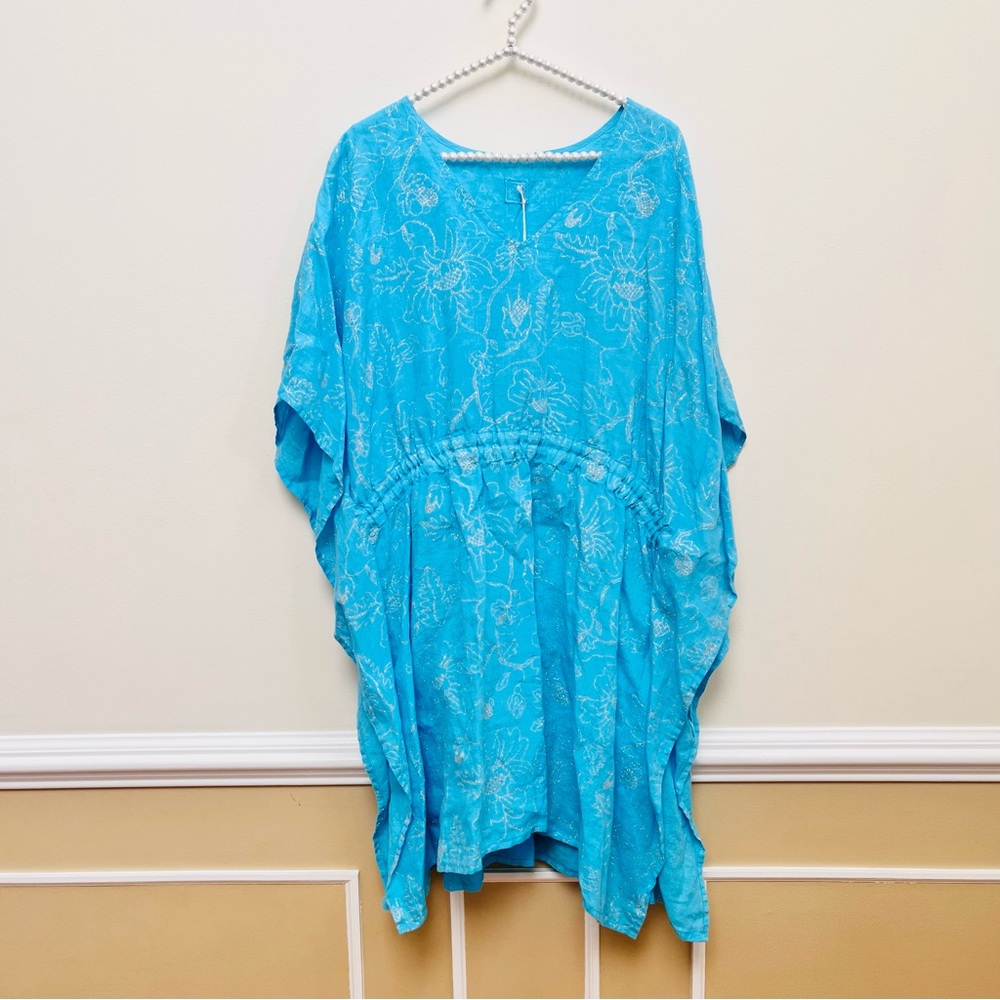 120% Lino Italian Luxury Printed Dress NWT